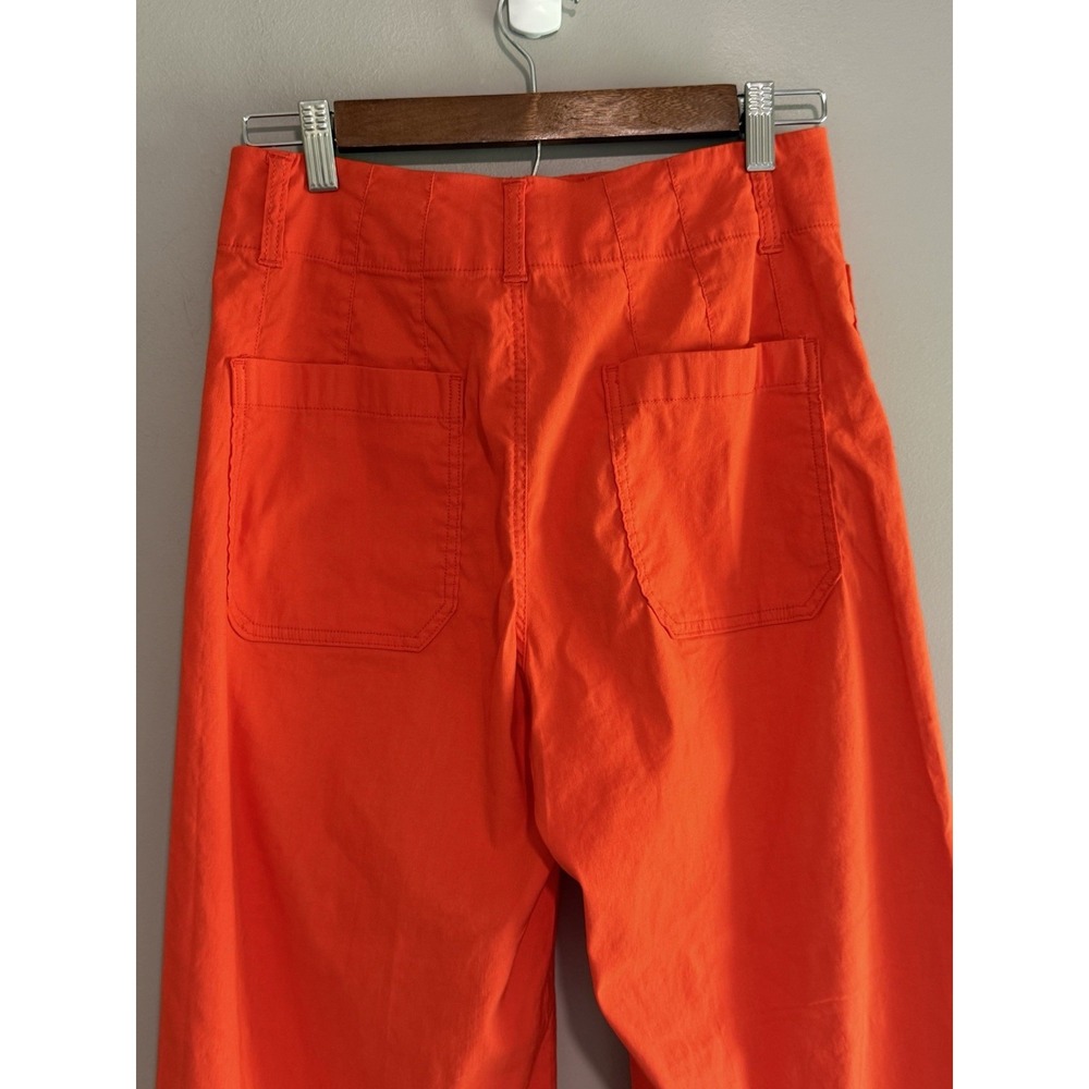 Maeve Anthropologie Colette Pants Linen Stretch Wide Leg Orange Crop Pockets 27 - Picture 6 of 14